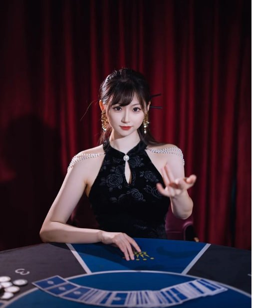 Studio dealer langsung Evolution Gaming dengan meja blackjack dan dealer profesional